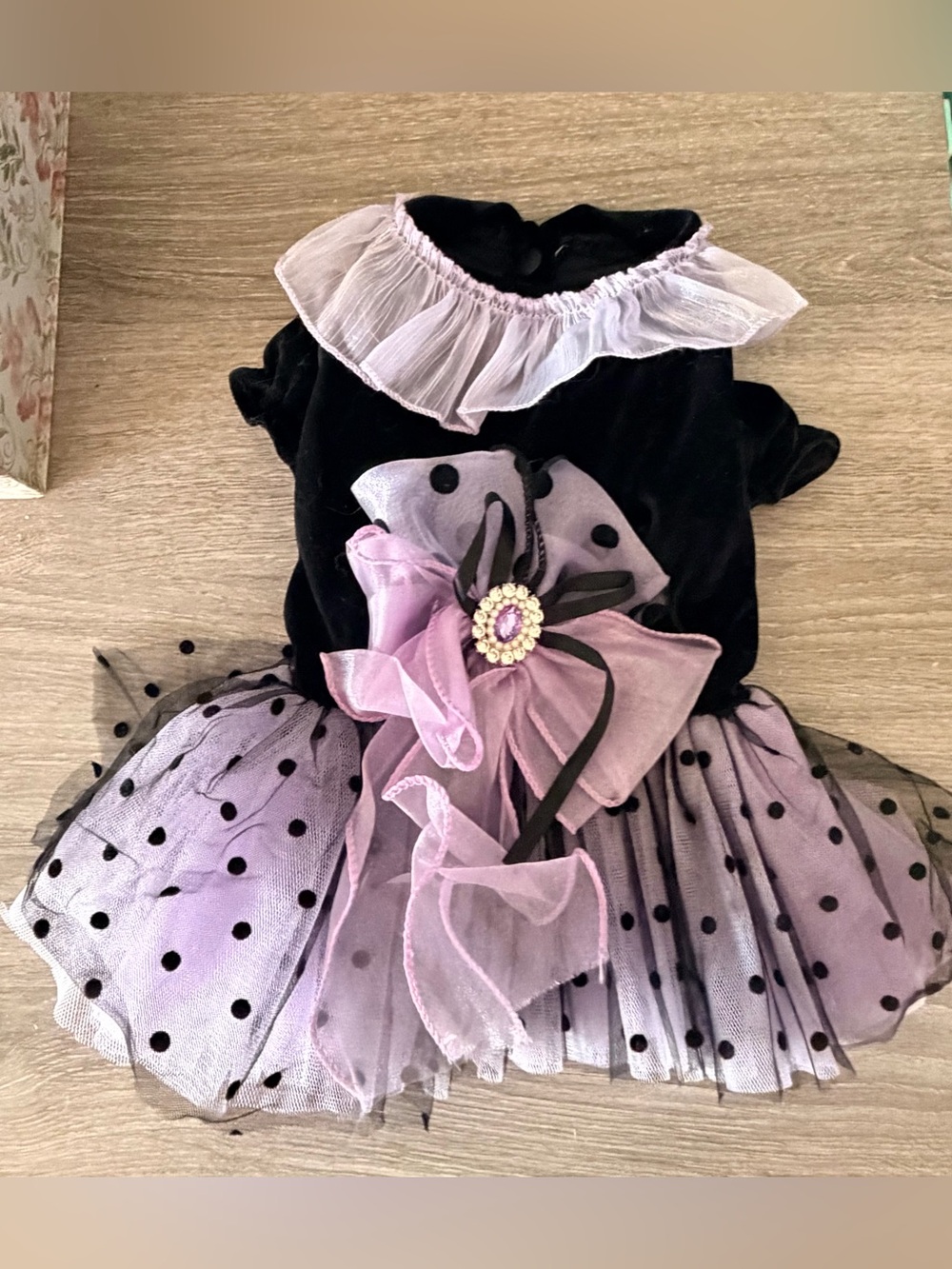 Dog Cat Pet Black and Purple Tulle Party Costume Dress